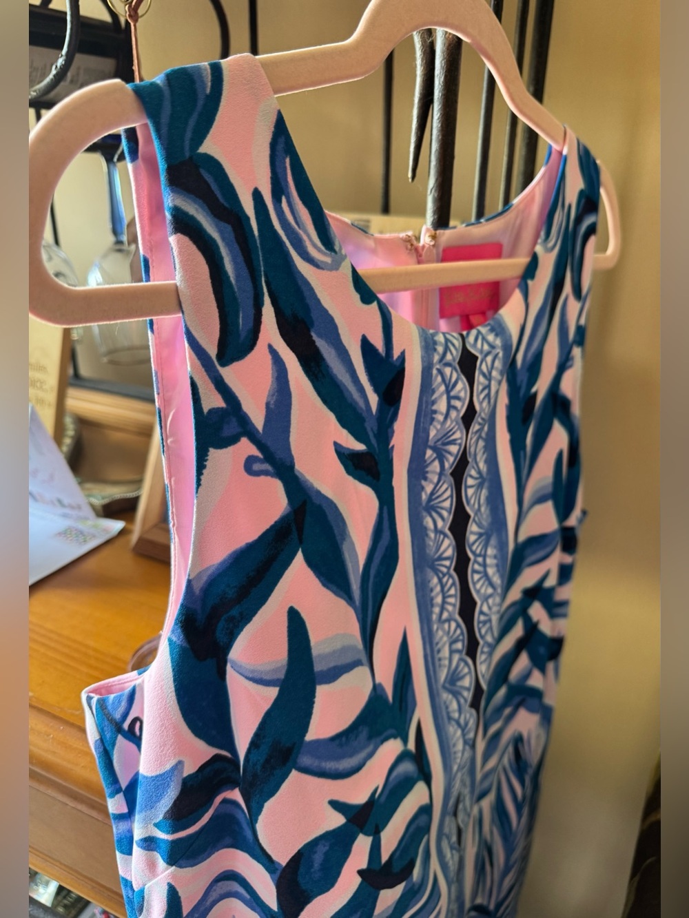 Size 16 Lilly Pulitzer Pink and Blue Tropical Sleeveless Mini Dress/ Romper - Picture 7 of 11